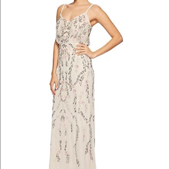 Adrianna Papell Beaded floral blouson gown BNWT - Picture 3 of 10